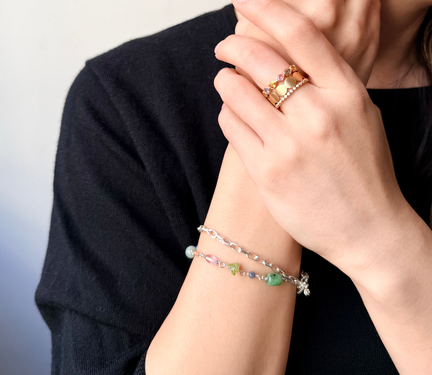 multi stone bracelet / Silver