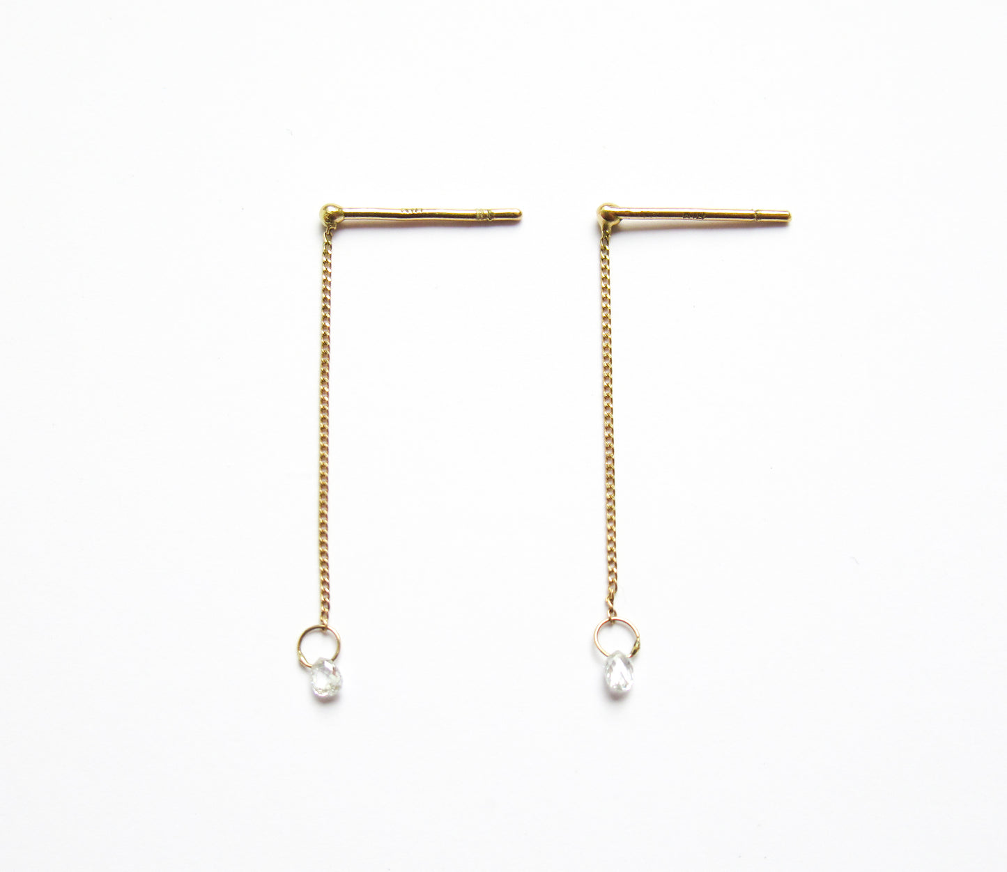 tiny diamond chain pierced earring (white diamond) / K18 (両耳)