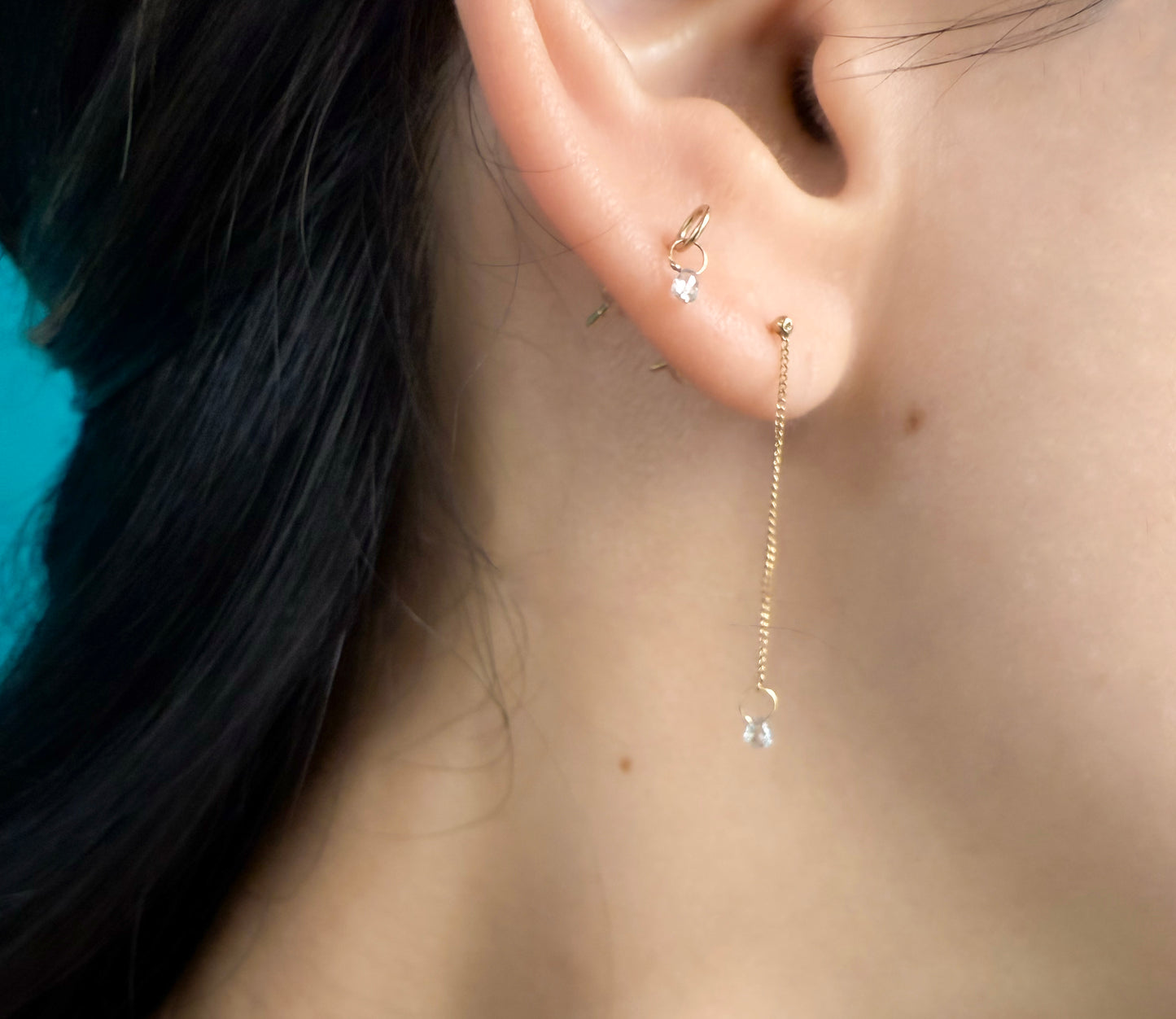 tiny diamond pierced earring (white diamond) / K18 (両耳)
