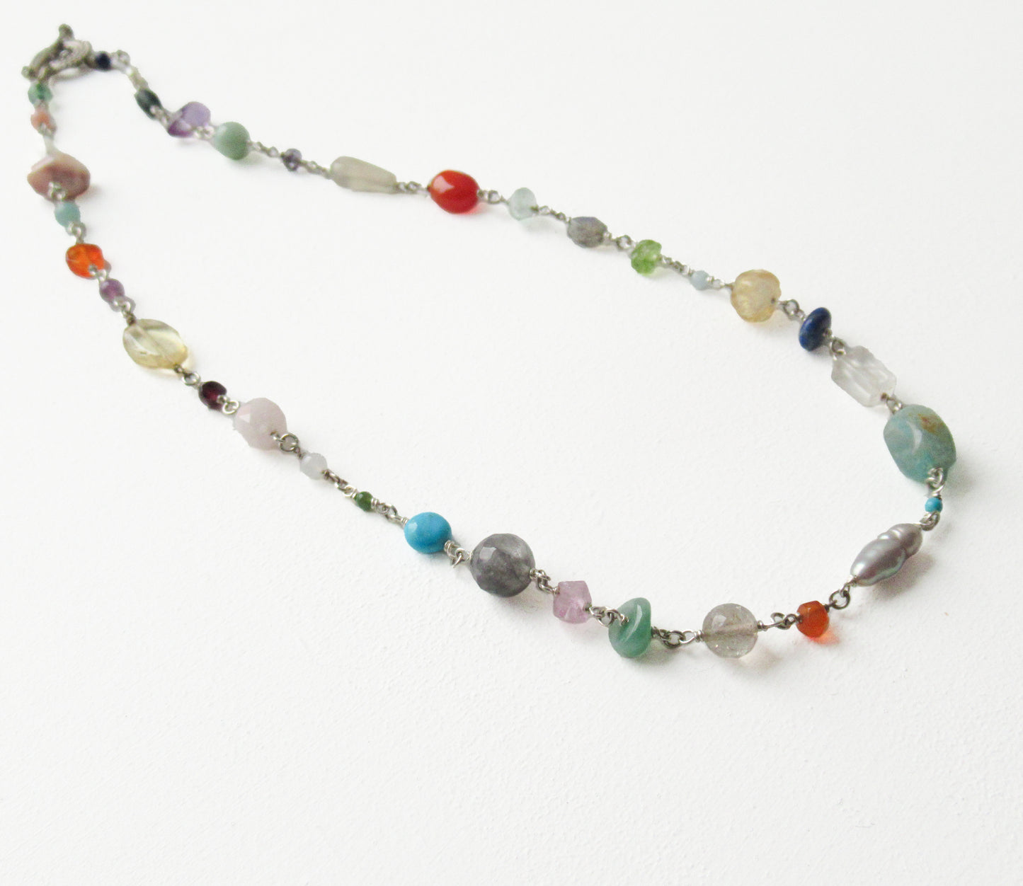 multi stone necklace / Silver (45cm)