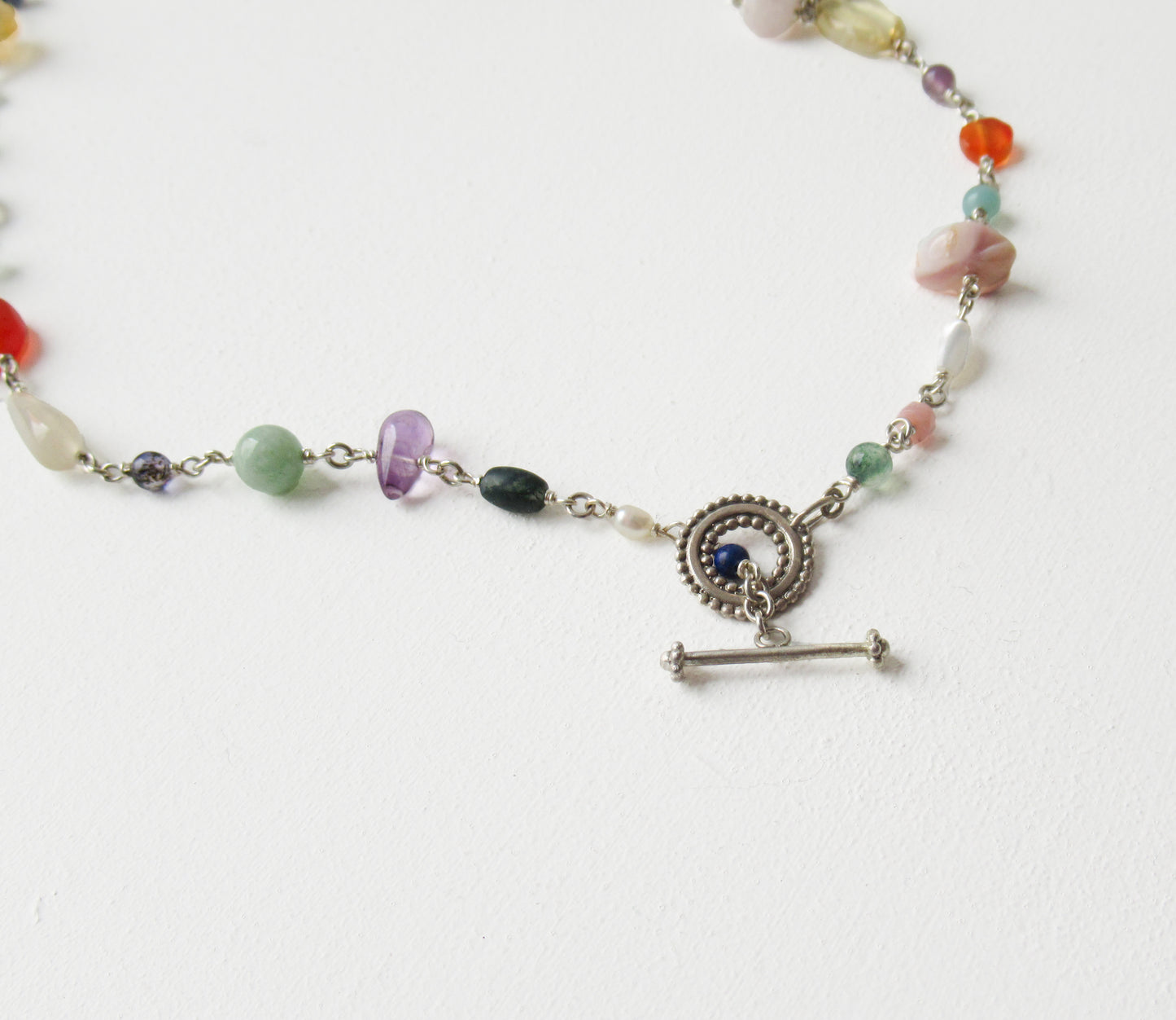 multi stone necklace / Silver (45cm)