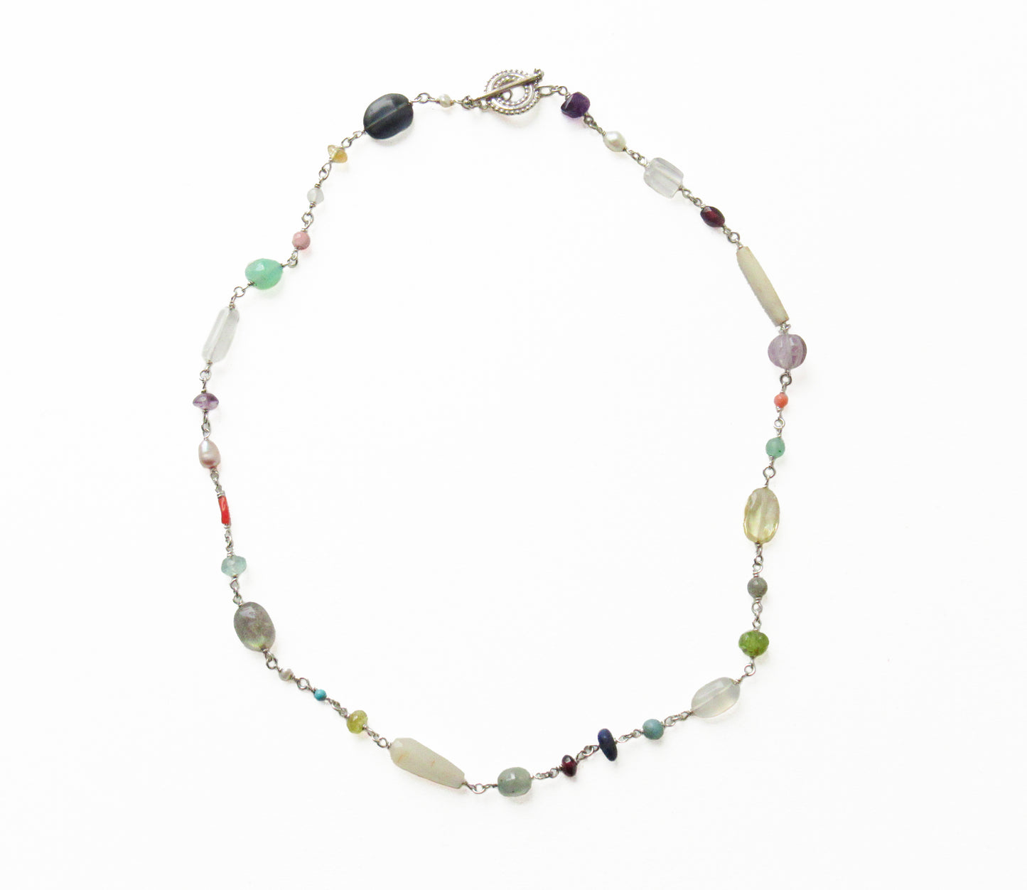 multi stone necklace / Silver (45cm)