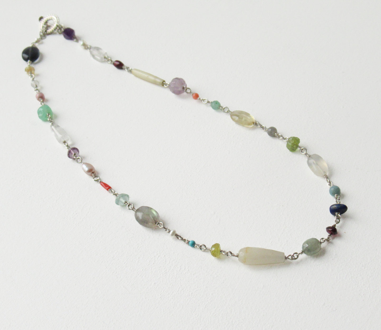 multi stone necklace / Silver (45cm)