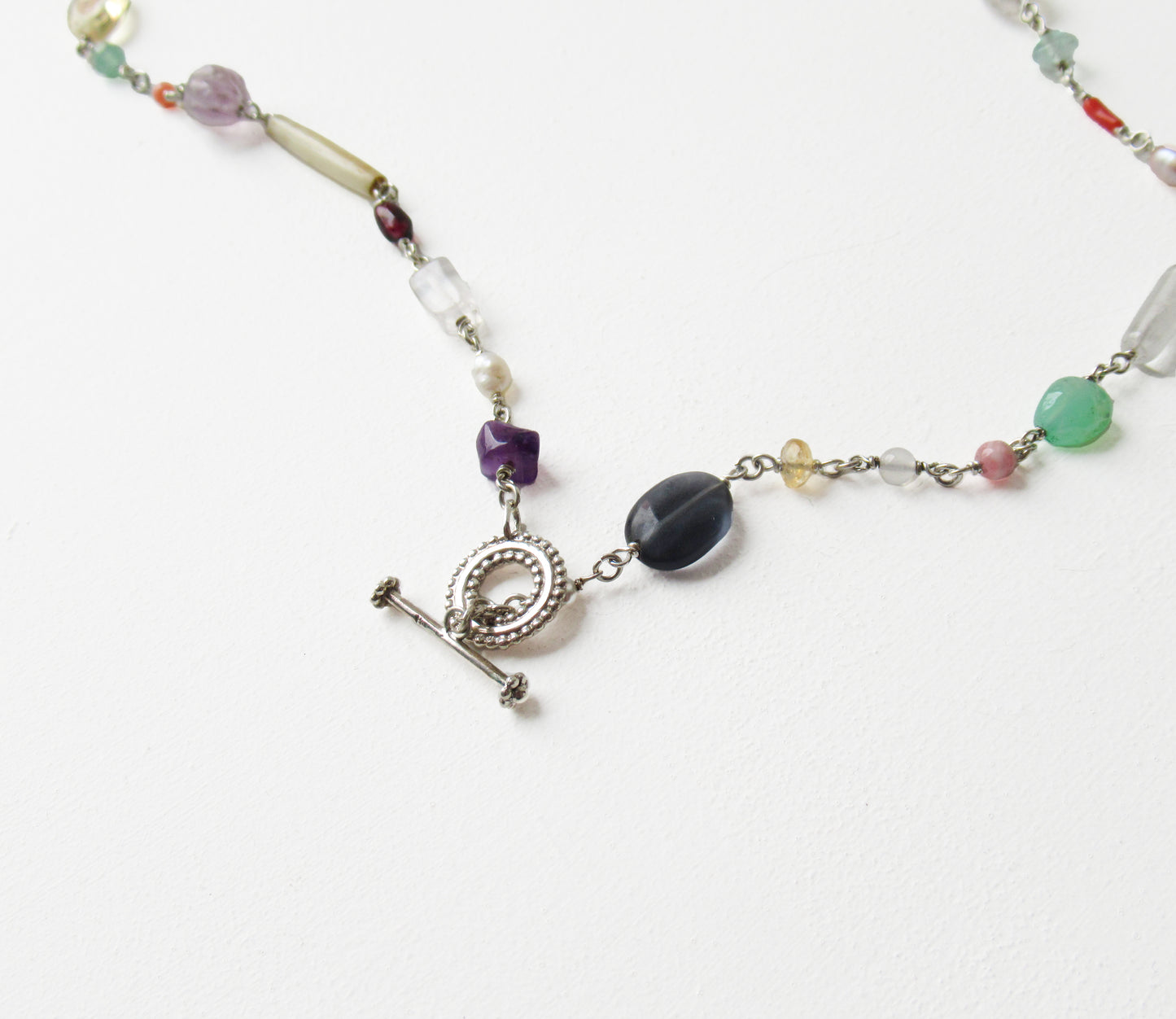 multi stone necklace / Silver (45cm)