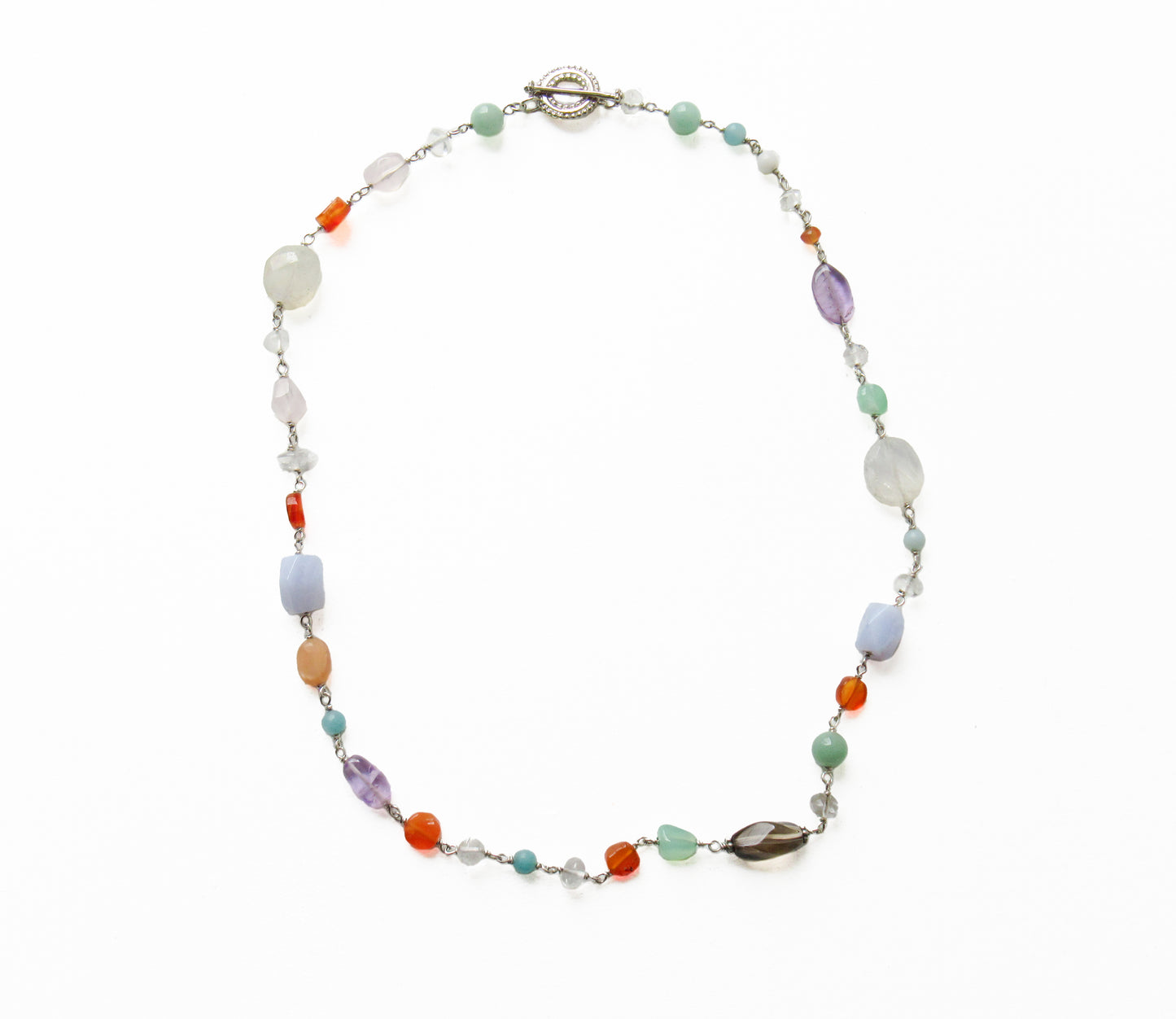 multi stone necklace / Silver (45cm)