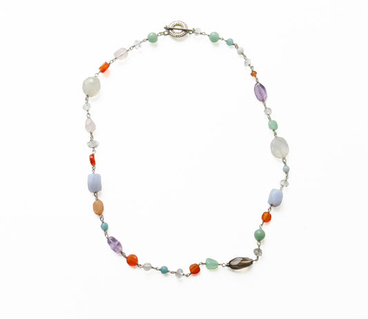 multi stone necklace / Silver (45cm)