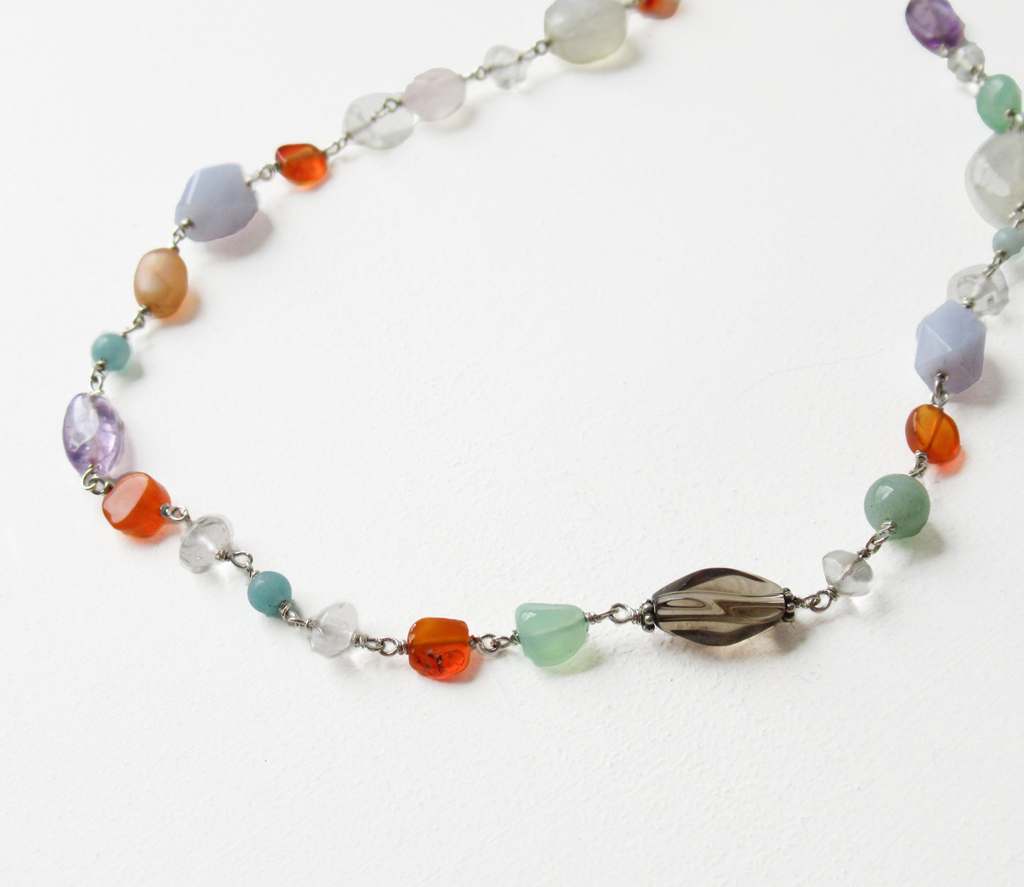 multi stone necklace / Silver (45cm)