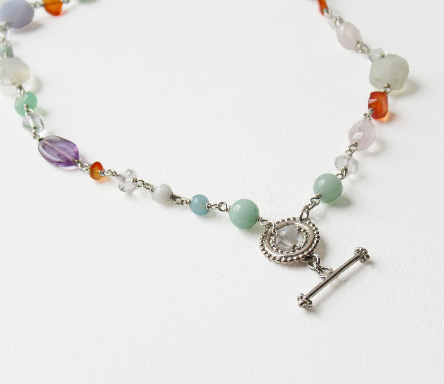 multi stone necklace / Silver (45cm)