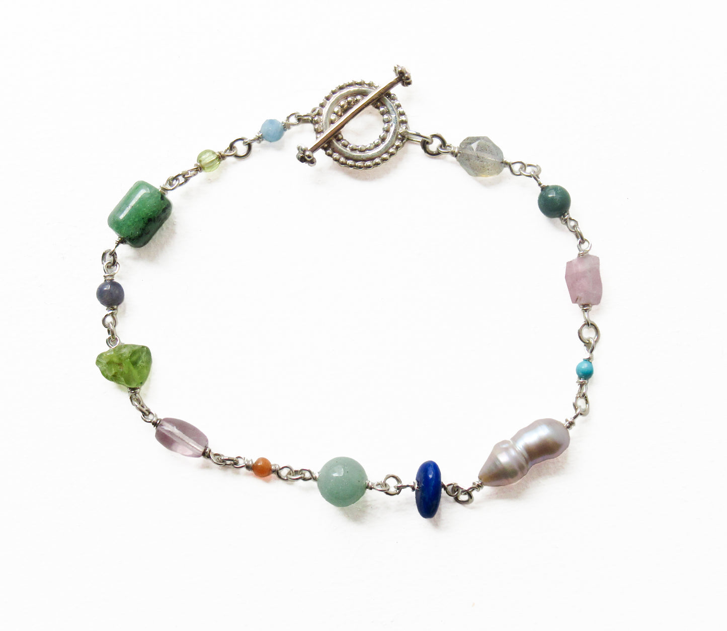 multi stone bracelet / Silver