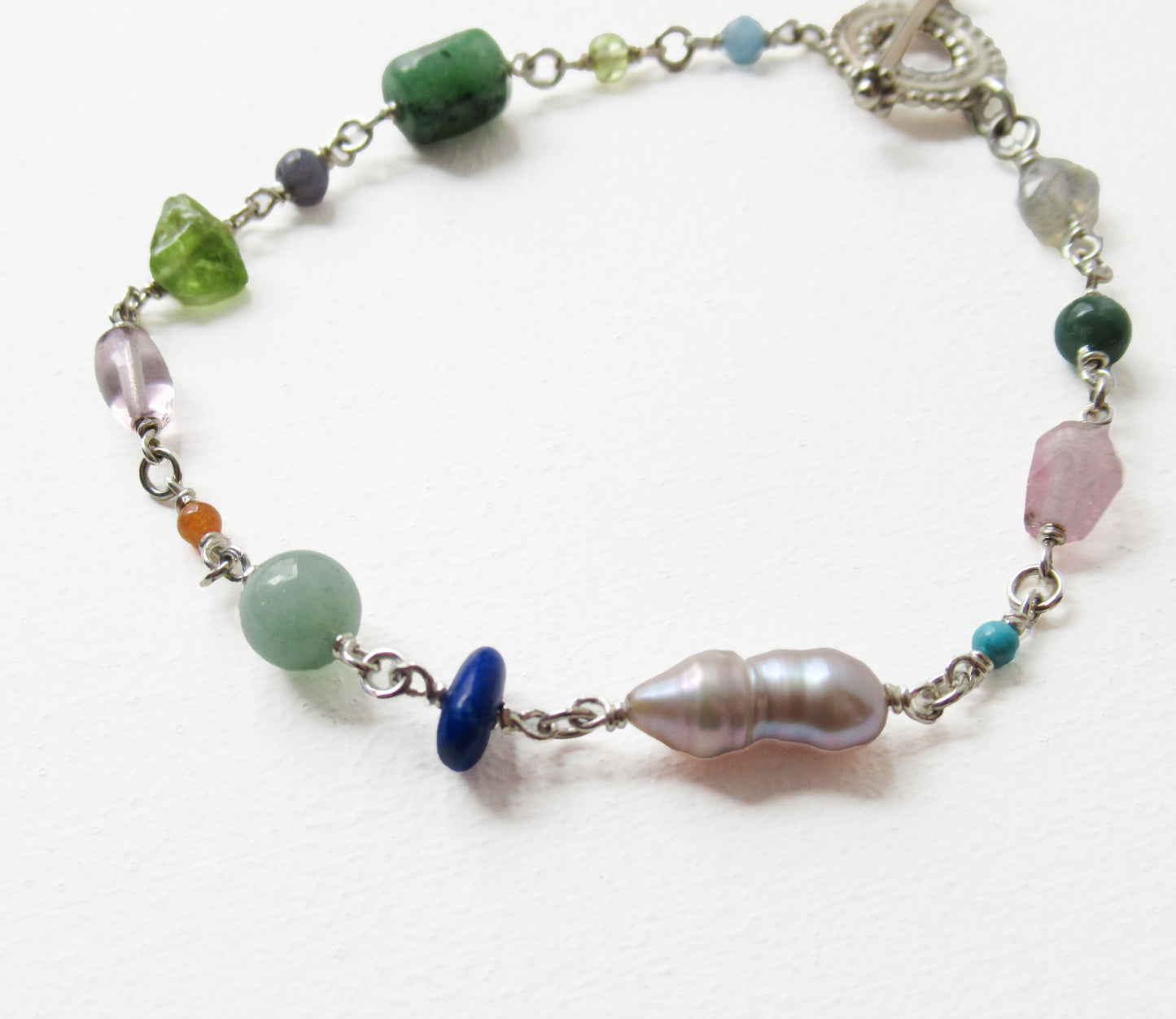 multi stone bracelet / Silver