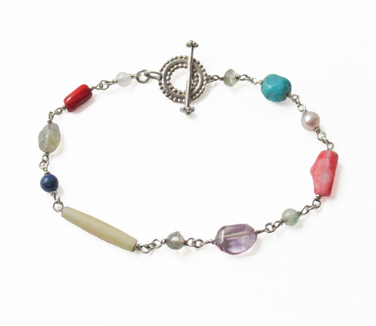multi stone bracelet / Silver
