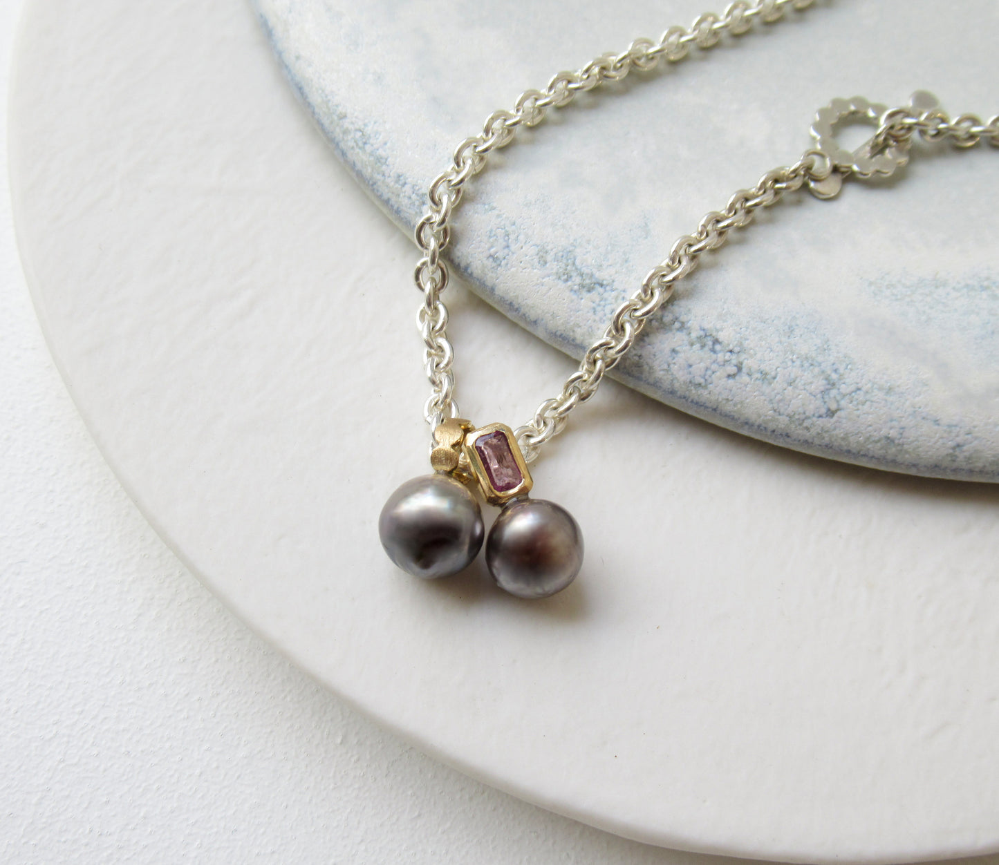 kerama perarl × pink sapphire charm / K18