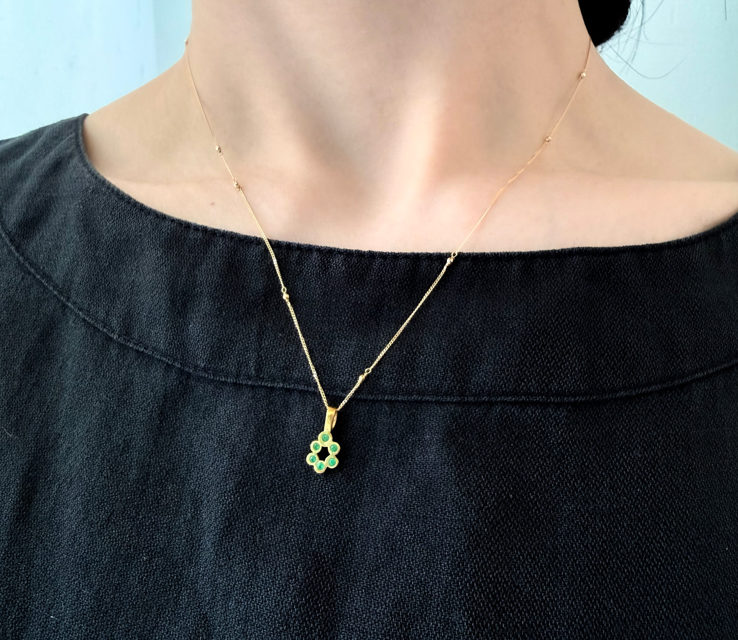 6P gems flat bubble charm (Emerald) / K18