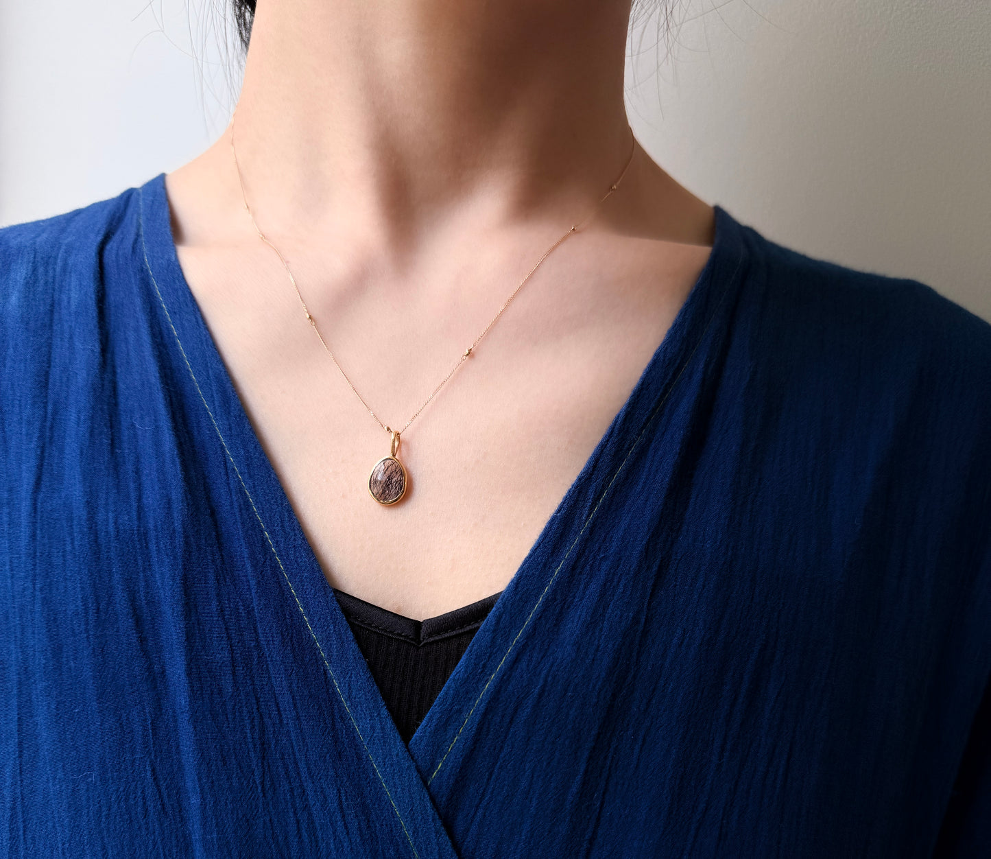 tourmaline quartz charm / K18