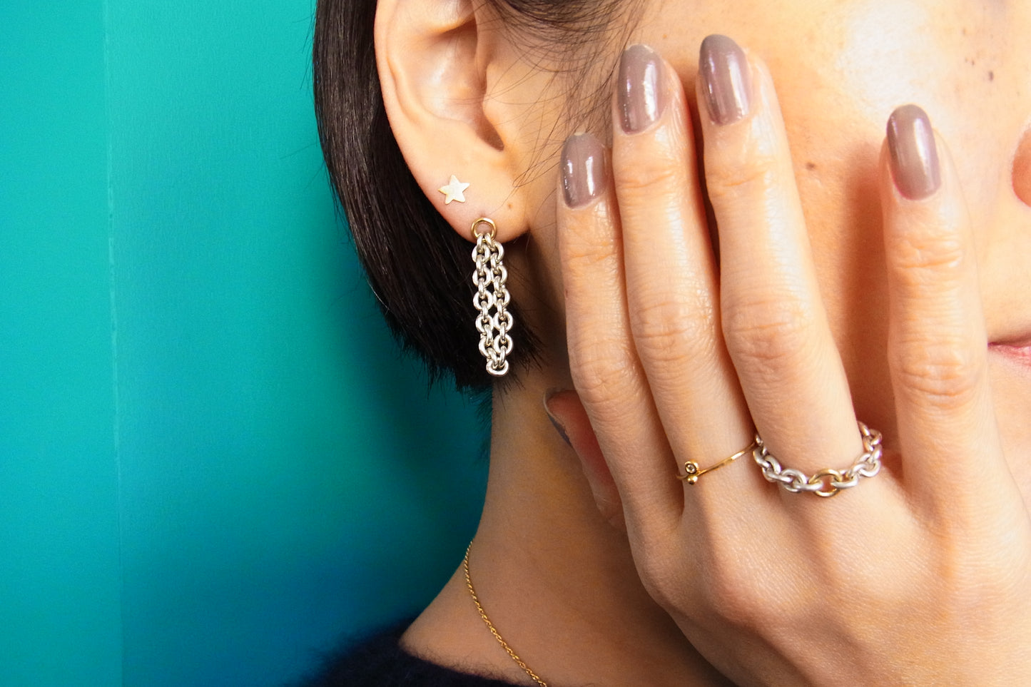 loop earring 3 / Silver,K18 (片耳)