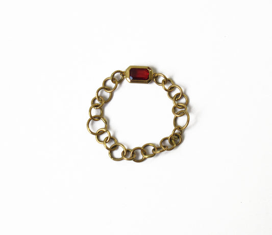 bubble chain ring (orange sapphire) 　