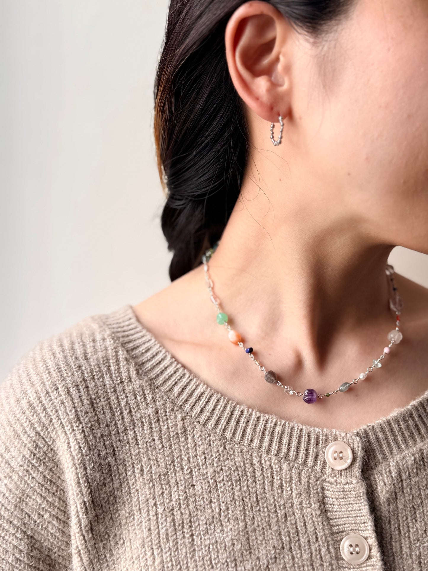 multi stone necklace / 45cm