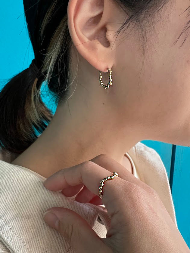cell hoop earring (pierce) / K18 (片耳)
