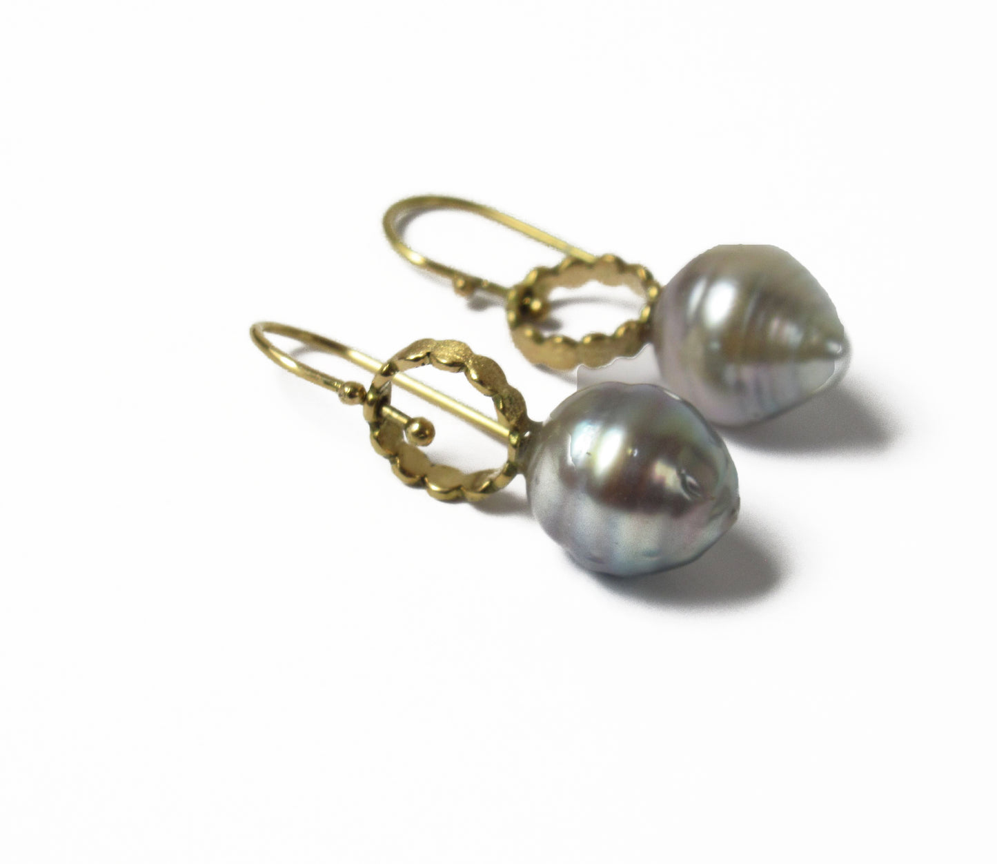 kerama pearl × marumaru hook earring  / K18 (両耳）