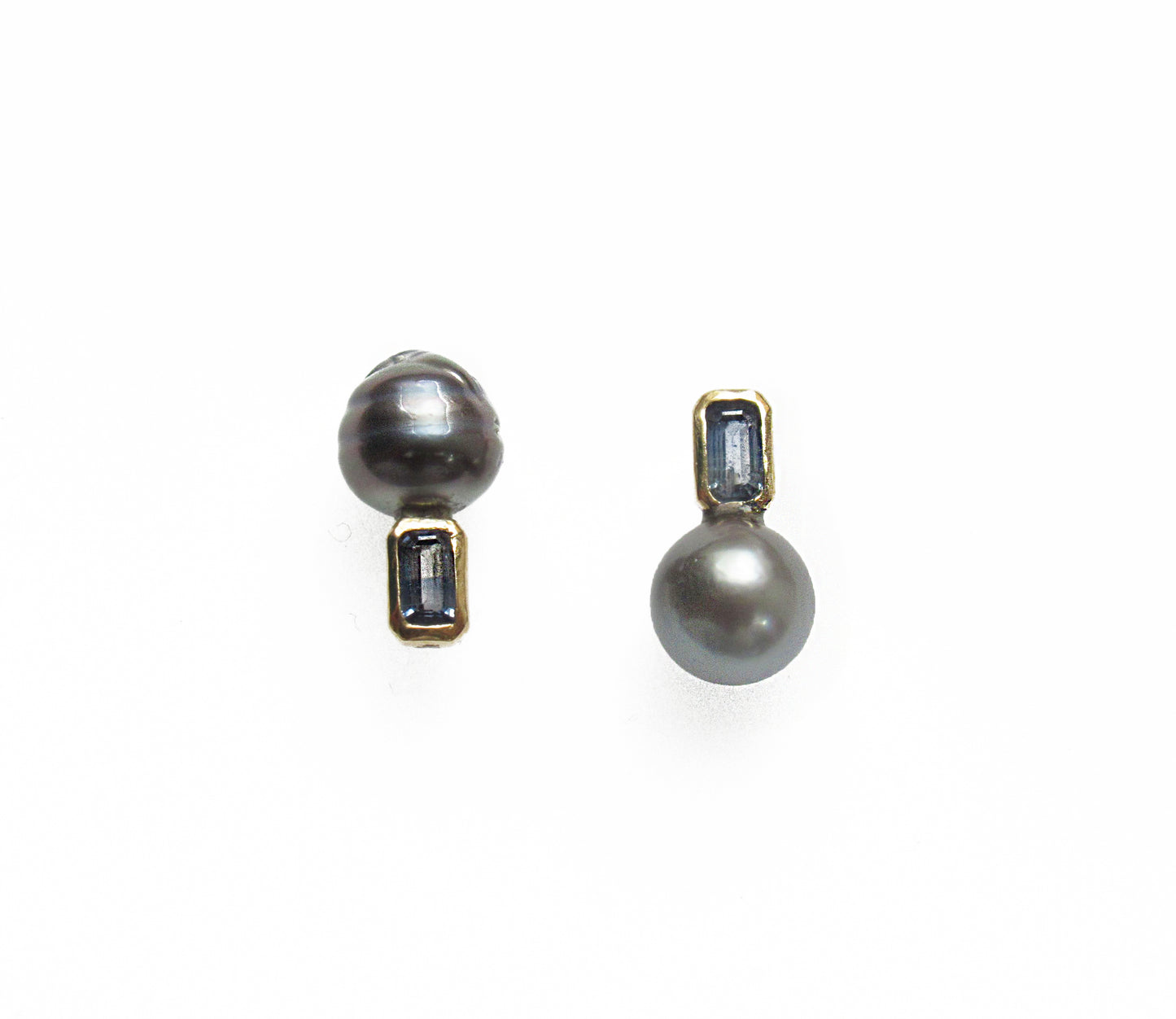 kerama pearl × blue sapphire earring 2 / K18 (片耳)