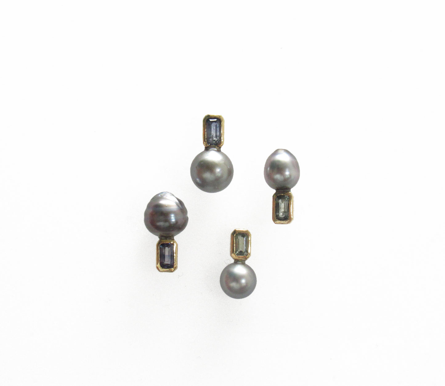kerama pearl × blue sapphire earring 2 / K18 (片耳)