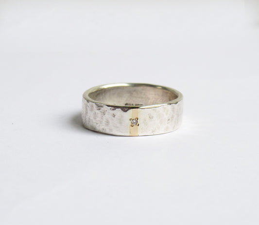Silver×K18 dia 1P ring 2