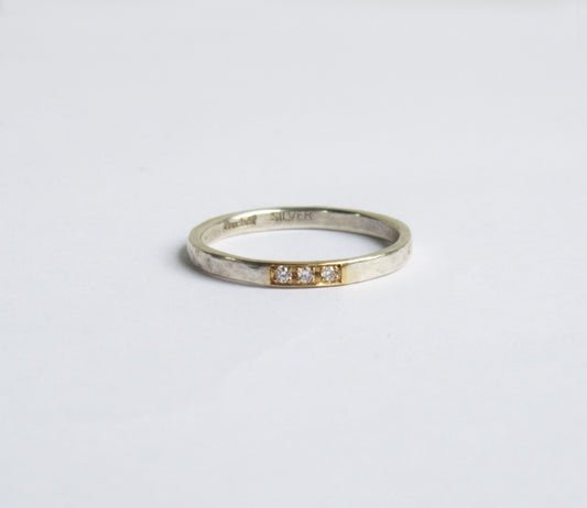 Silver×K18 dia 3P ring 1