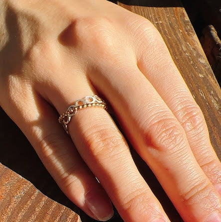crossing silver circle ring / Silver,K18