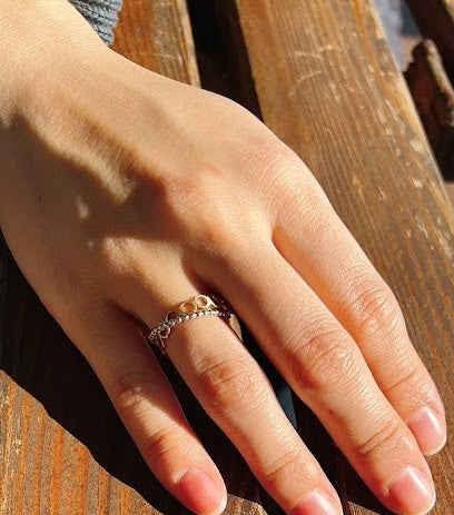 crossing circle ring  / K18,Silver