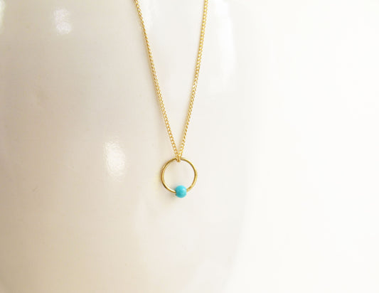 birthstone necklace (12月/Turquoise) /K18(40cm)