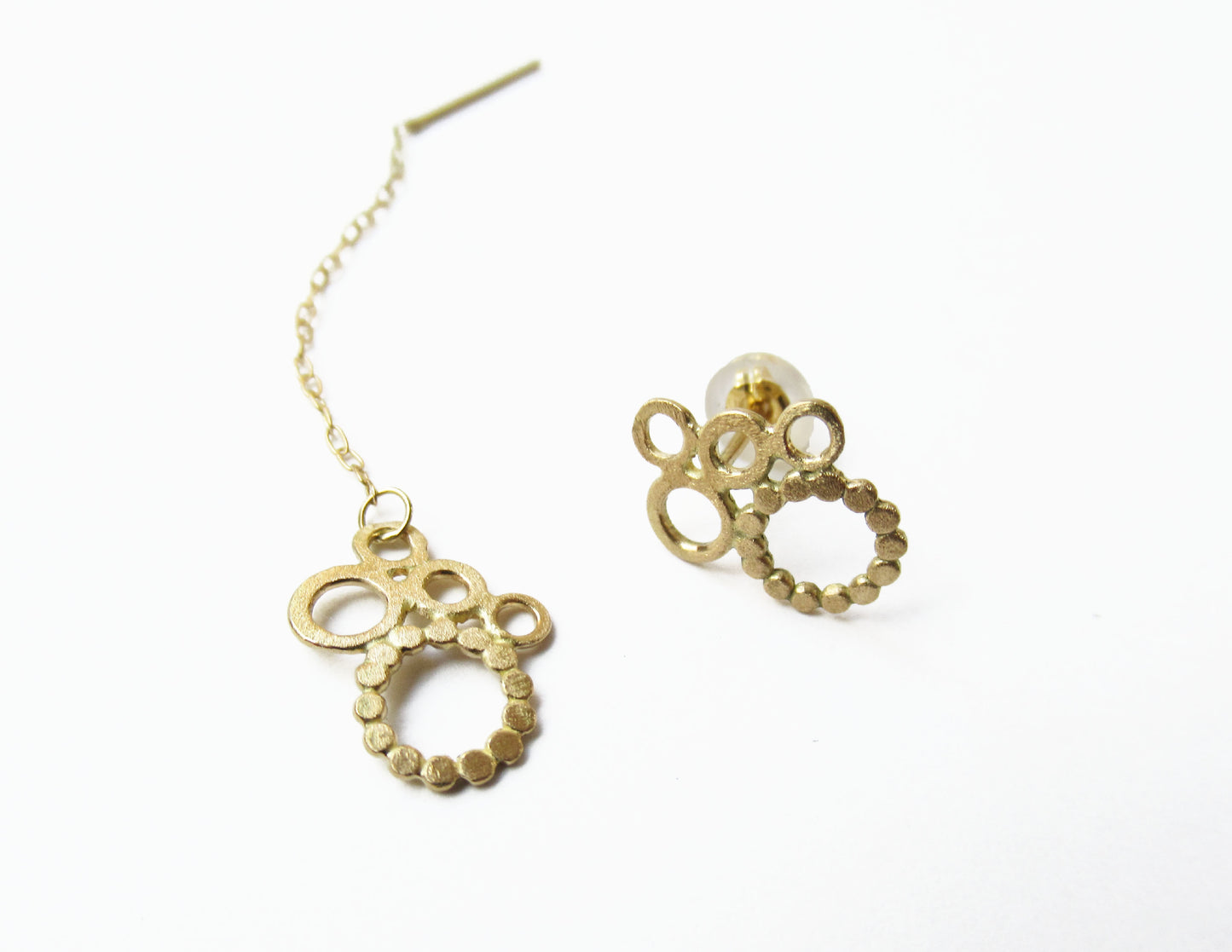 bubble chain earring 3 / K18 (片耳)
