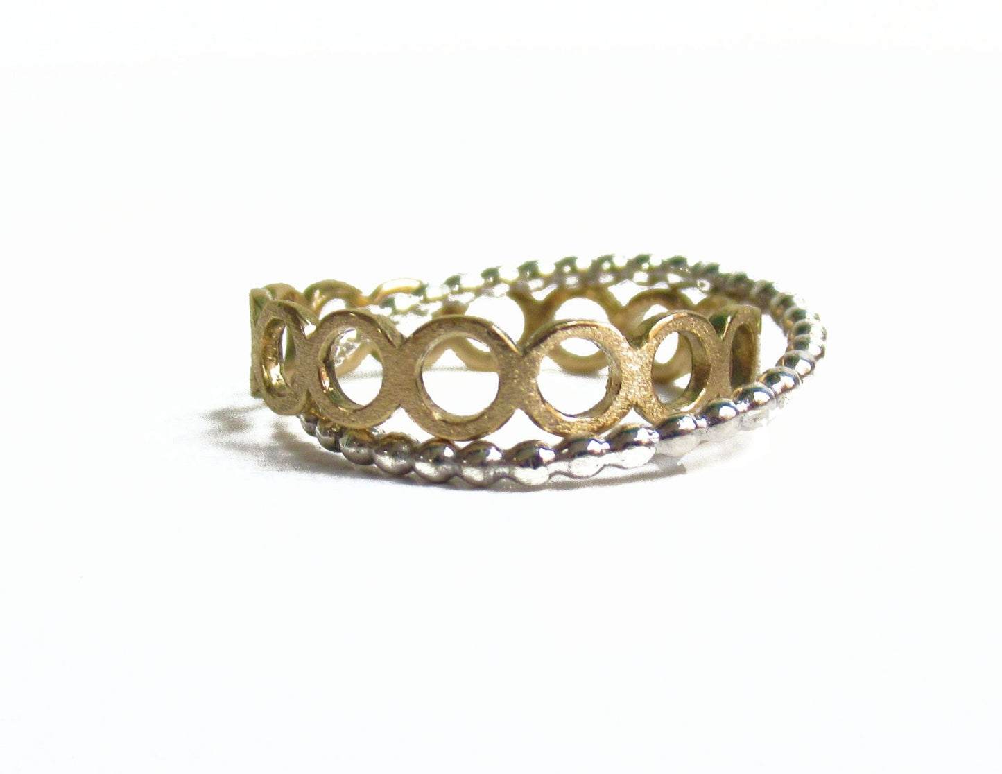 crossing circle ring  / K18,Silver