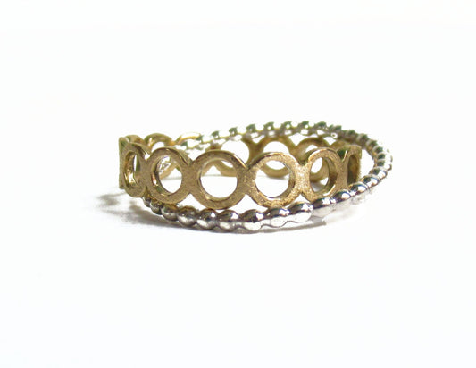 crossing circle ring  / K18,Silver