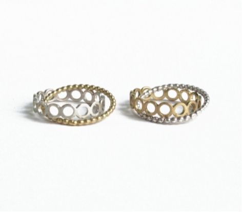 crossing silver circle ring / Silver,K18