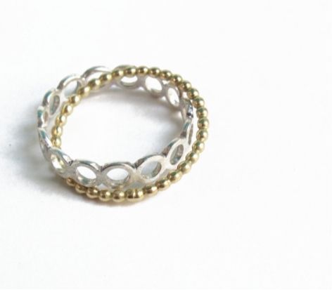 crossing silver circle ring / Silver,K18