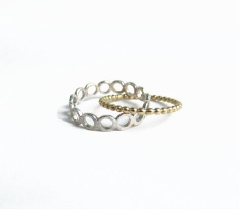 crossing silver circle ring / Silver,K18