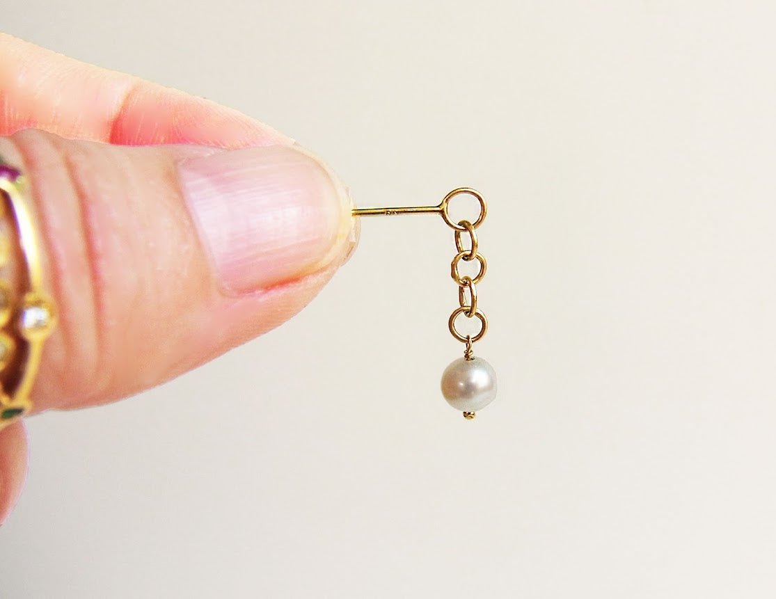 bubble chain pearl earring /K18 (short/片耳）
