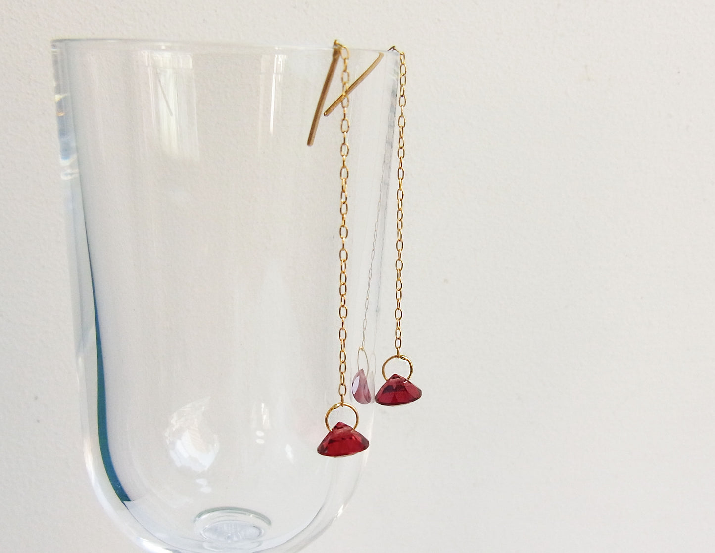 garnet chain earring /K18 (両耳)