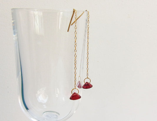 garnet chain earring /K18 (両耳)