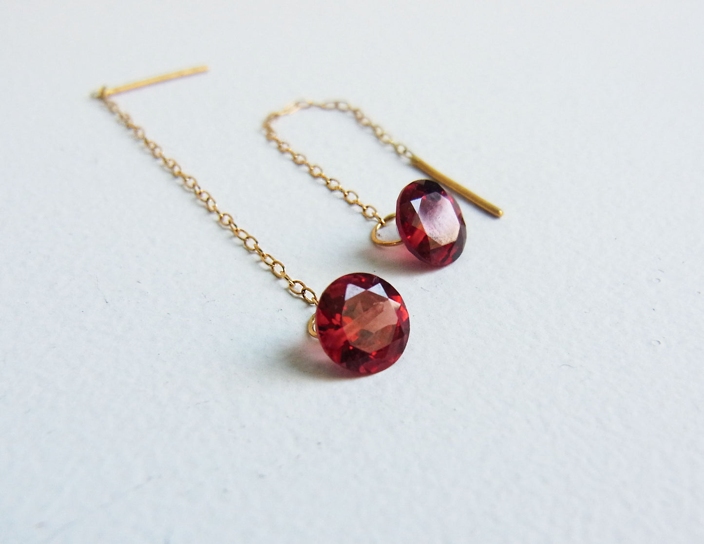 garnet chain earring /K18 (両耳)