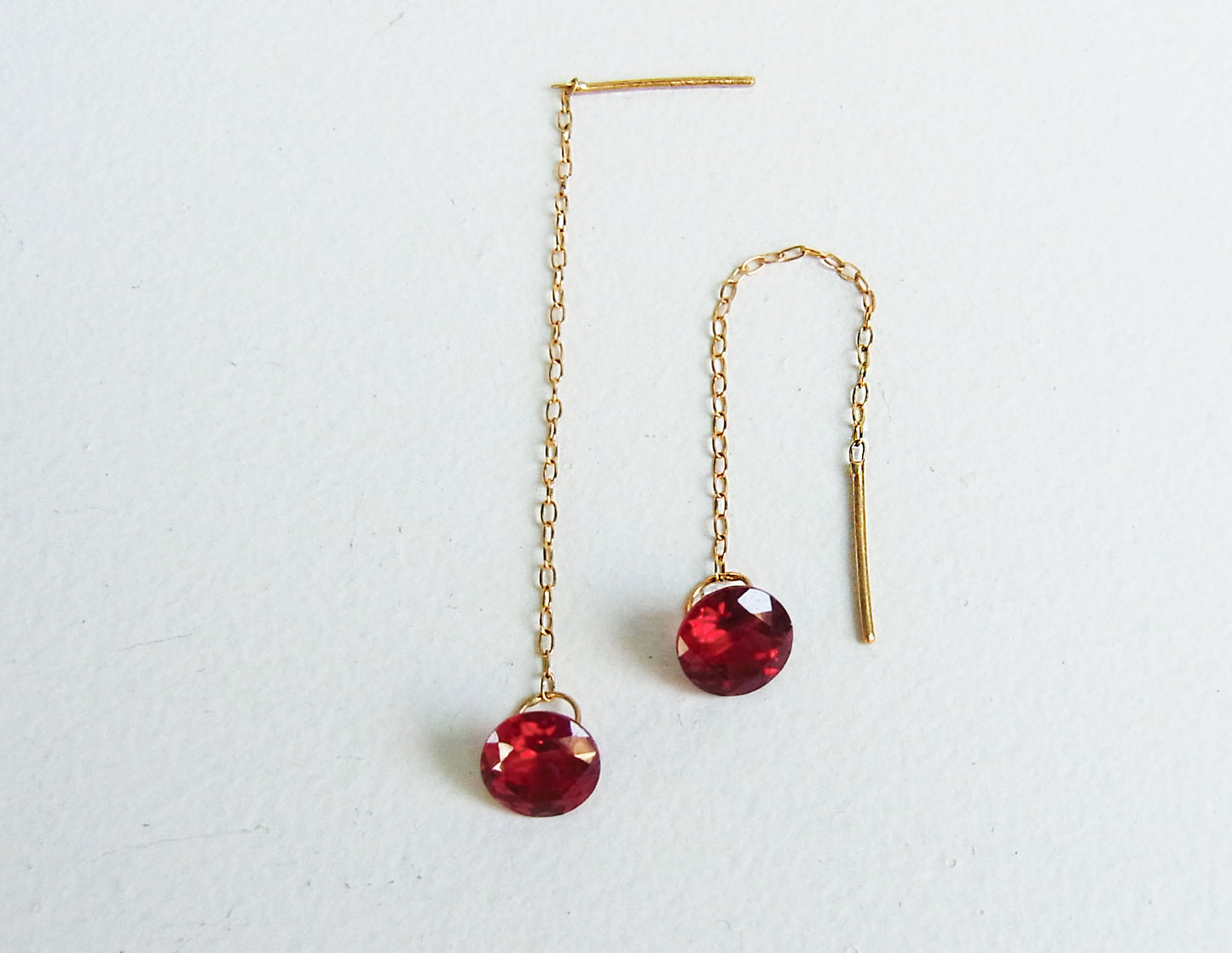 garnet chain earring /K18 (両耳)