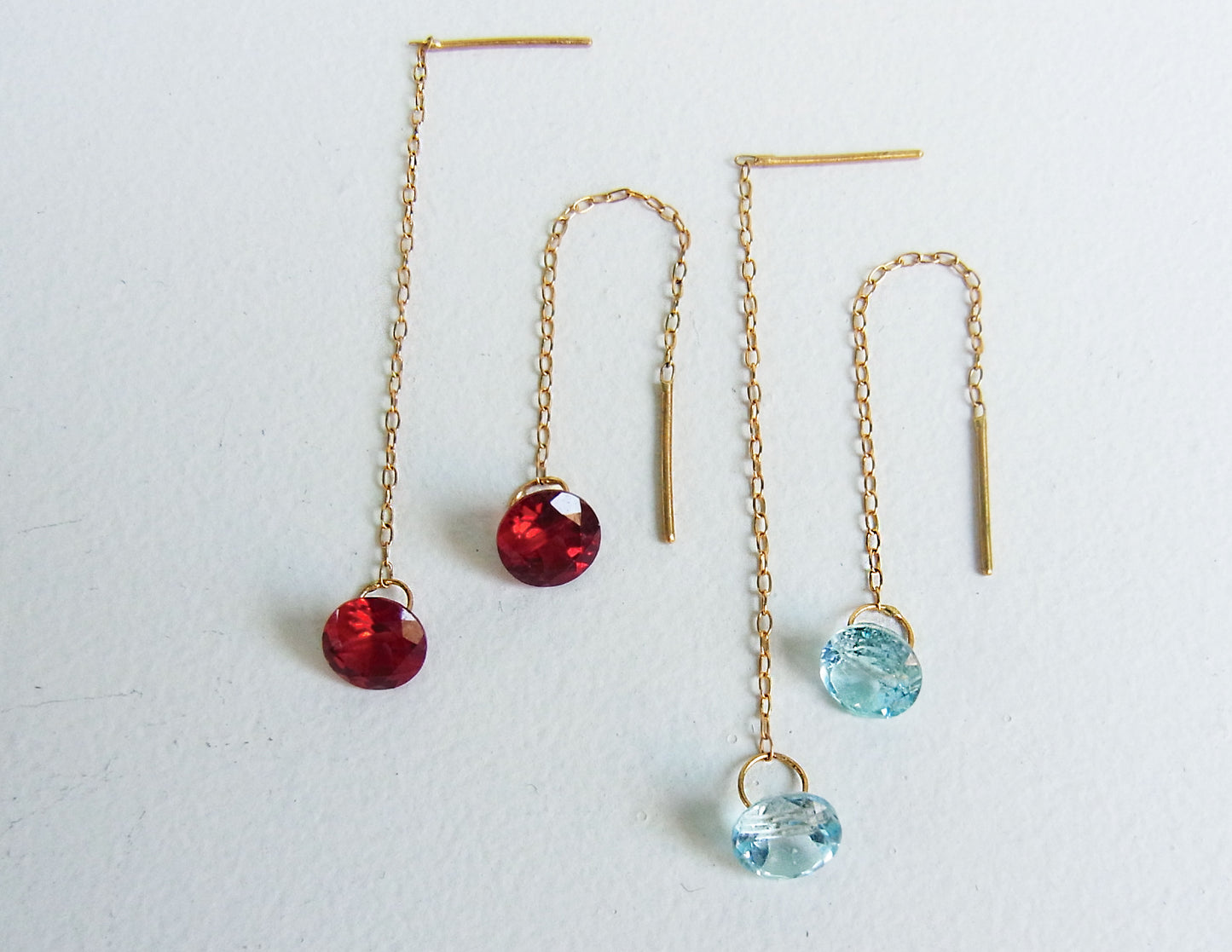 garnet chain earring /K18 (両耳)