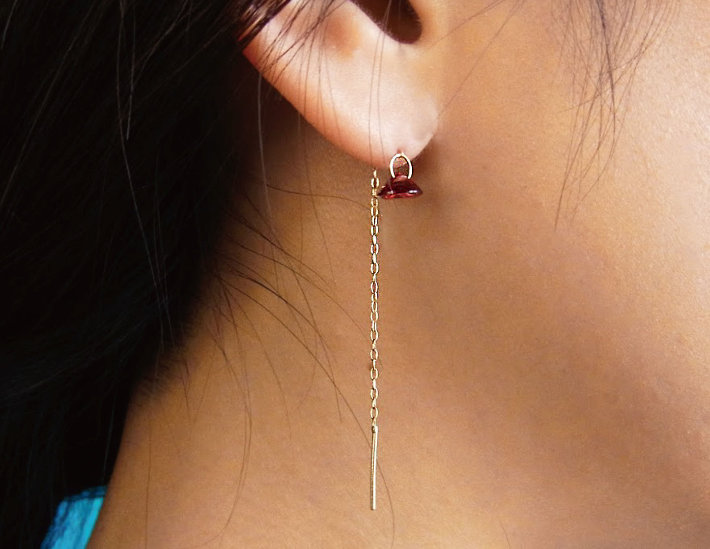 garnet chain earring /K18 (両耳)