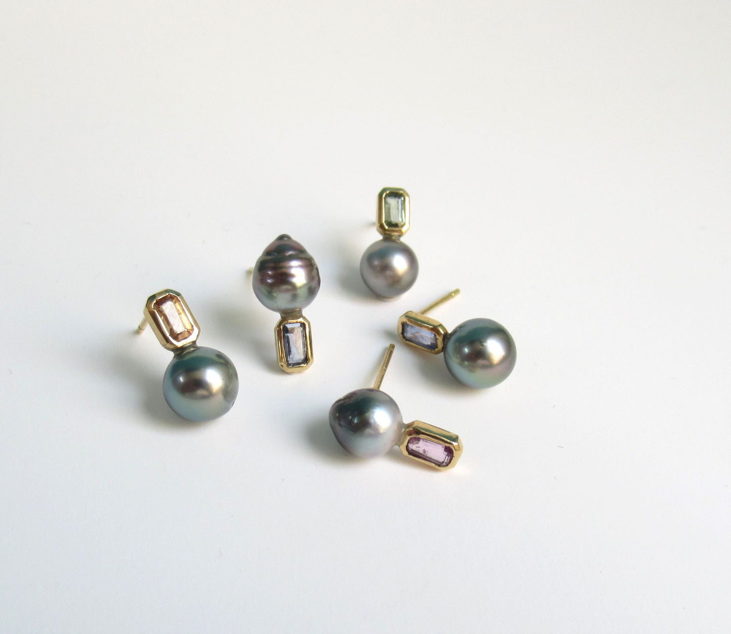 kerama pearl × blue sapphire earring 2 / K18 (片耳)