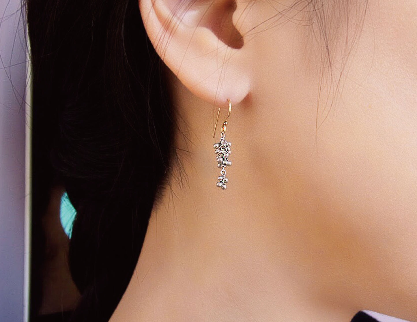 suzunari earring /K18,Pure Silver (片耳)