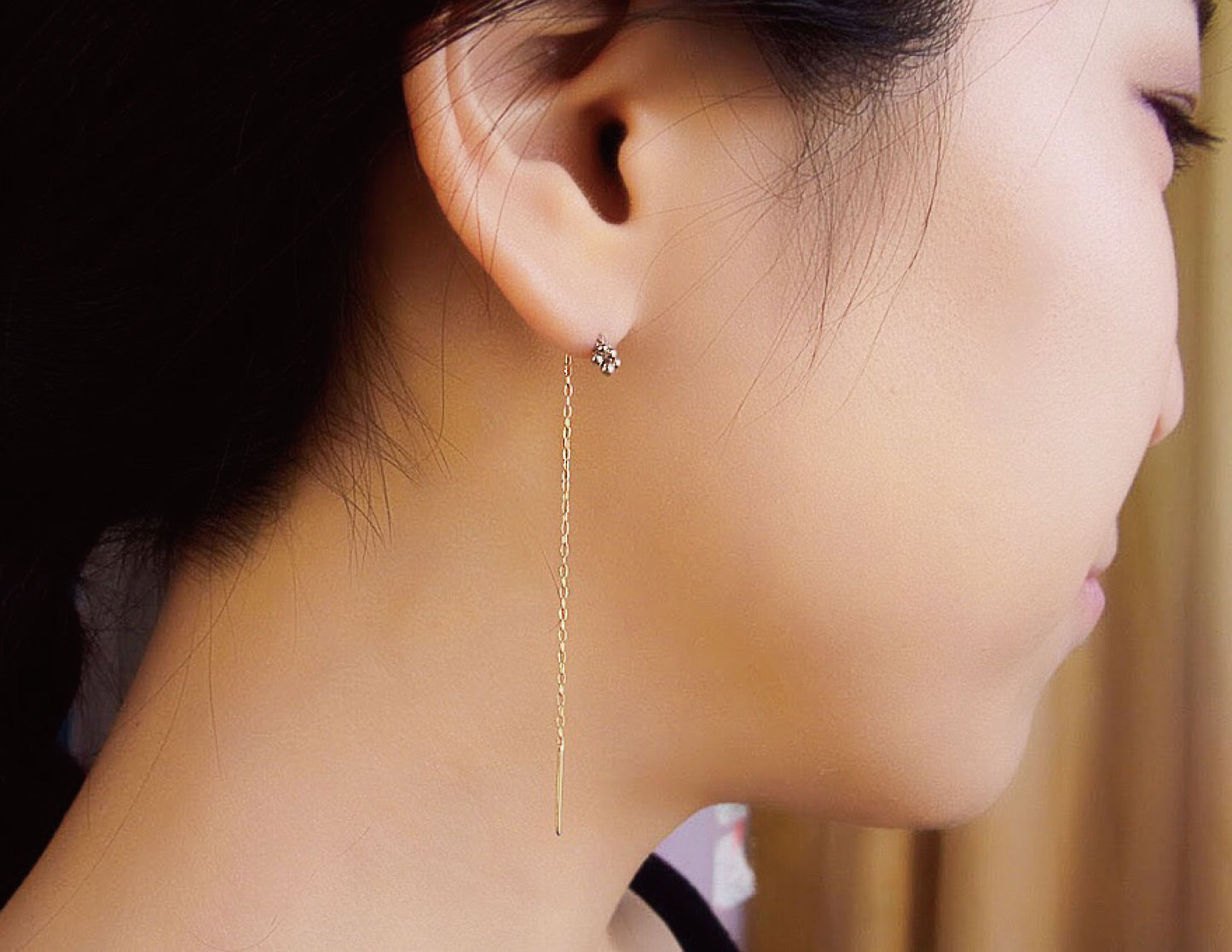 suzunari chain earring /K18,Pure Silver (片耳)