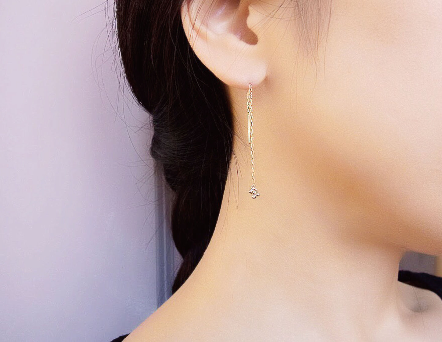 suzunari chain earring /K18,Pure Silver (両耳)