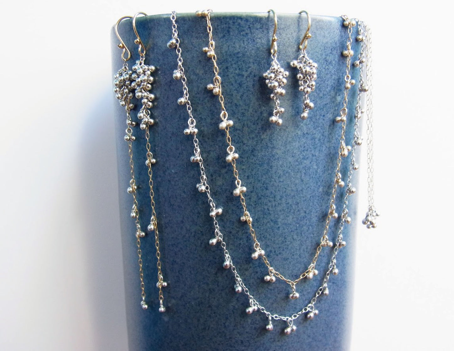 suzunari chain earring /K18,Pure Silver (両耳)