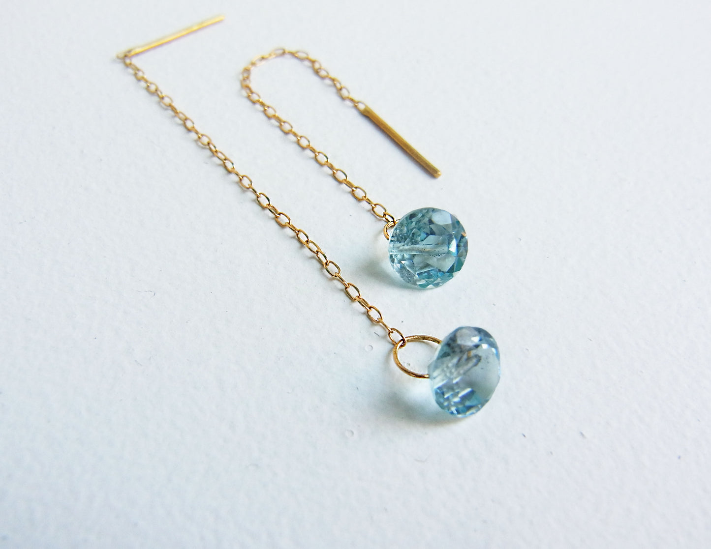 blue topaz chain earring /K18 (両耳）