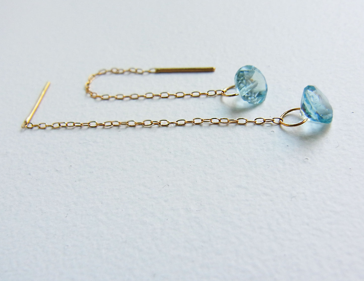 blue topaz chain earring /K18 (両耳）